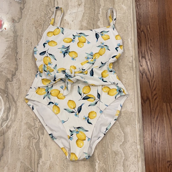 🍋  lemon Straight Neck textured One Piece NWOT - Picture 5 of 16